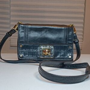 Milly Black Leather Prom Wedding Evening Crossbody Bag With Gold Hardware